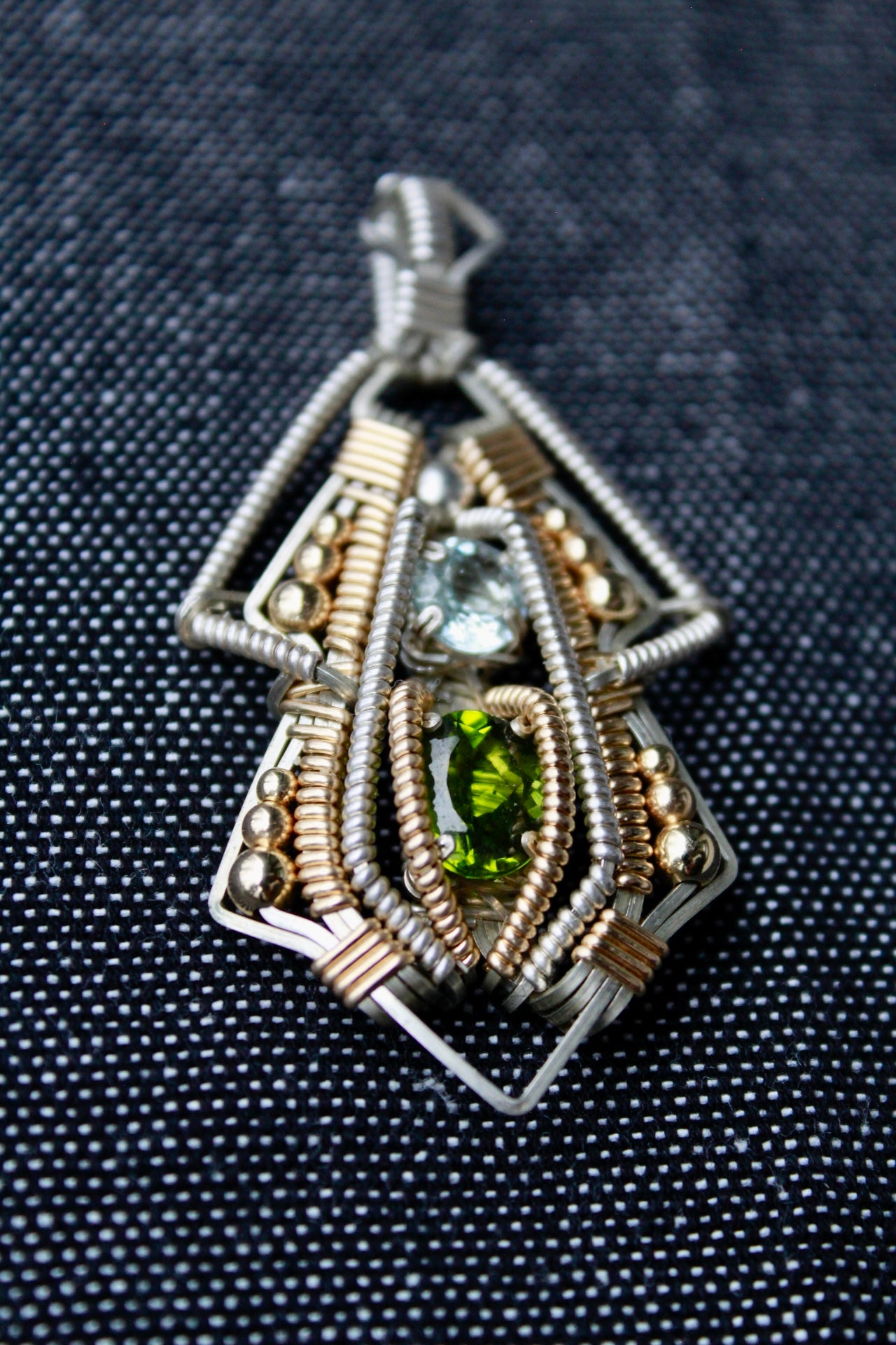 Aquamarine & Peridot Pendant - with the trees
