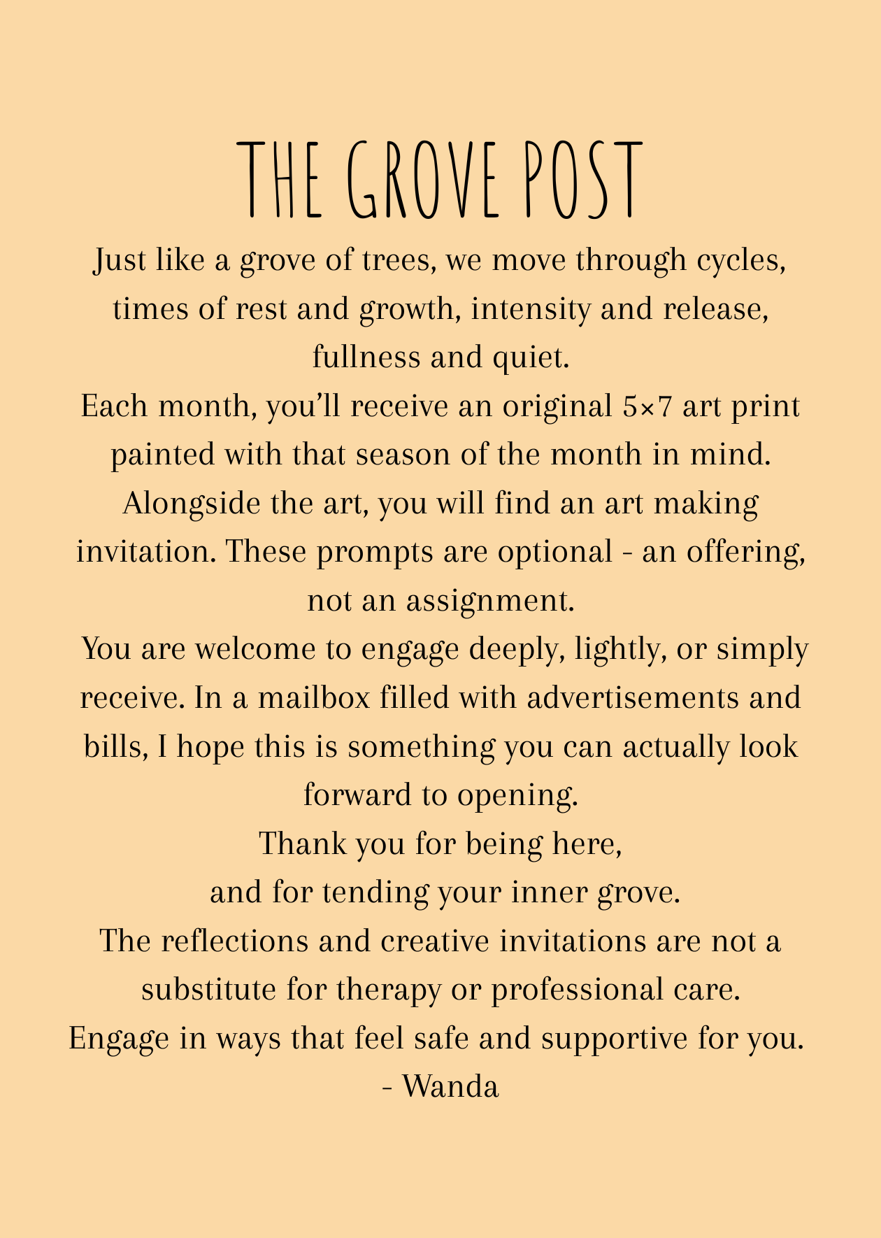 Join The Grove Post - with the trees