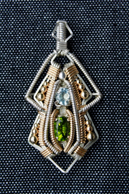 Aquamarine & Peridot Pendant - with the trees