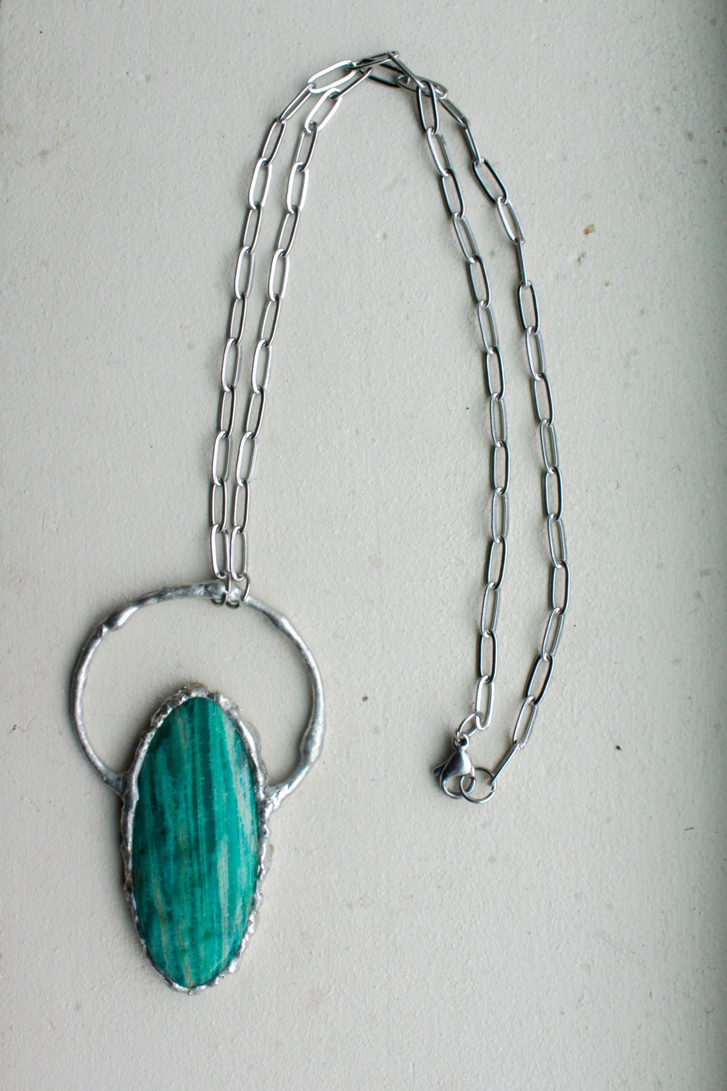 green amazonite pendant - with the trees