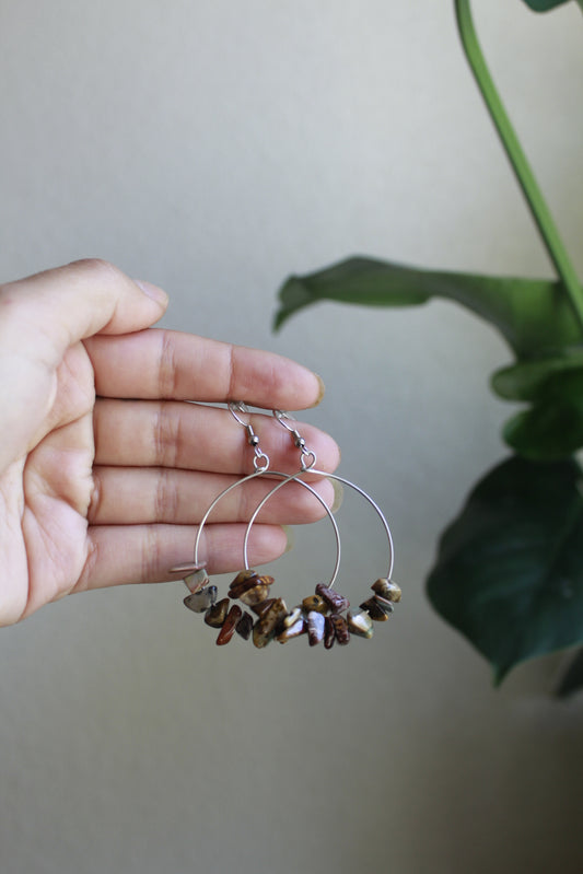 tigers eye hoop earrings - with the trees