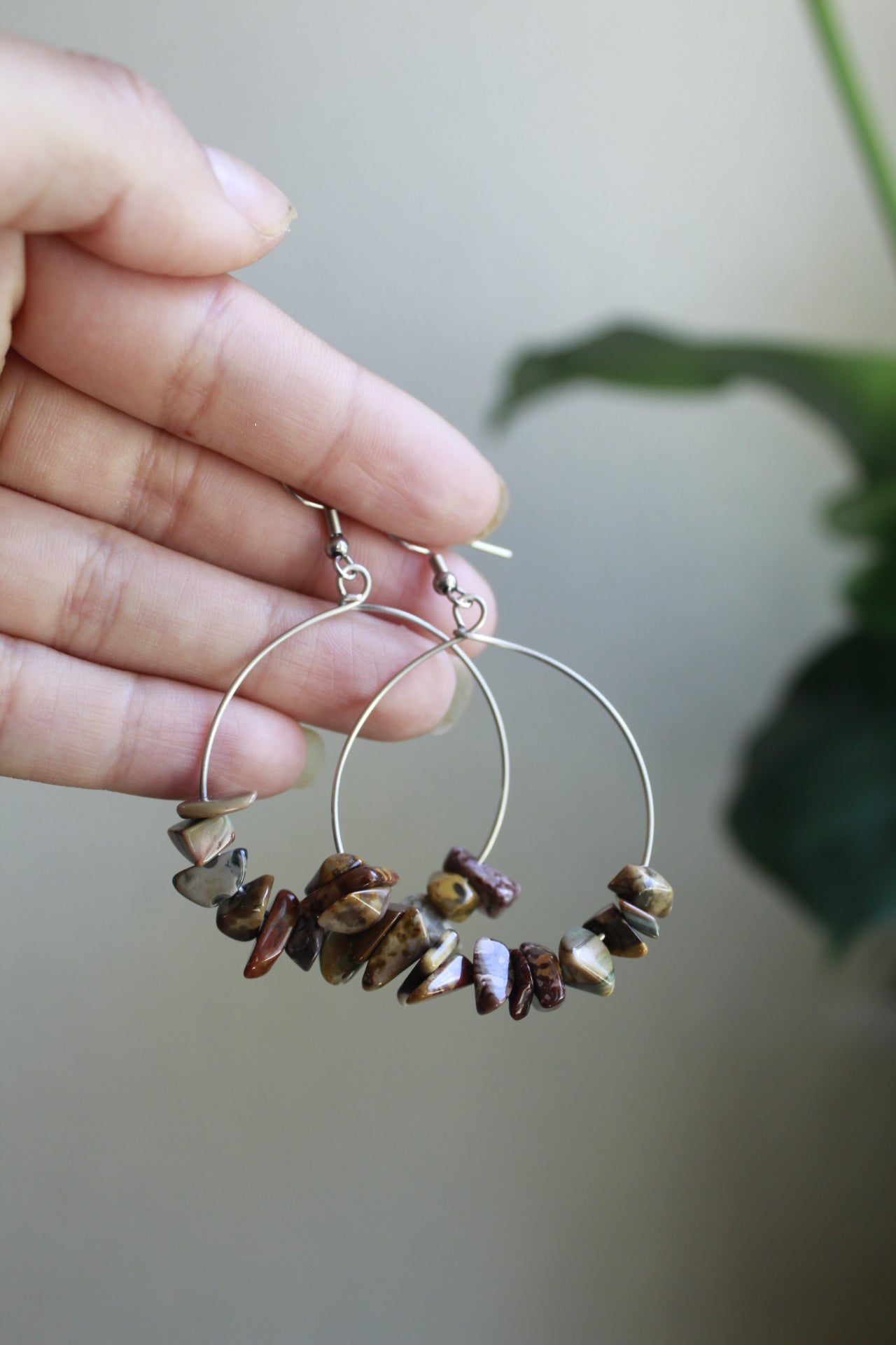 tigers eye hoop earrings - with the trees