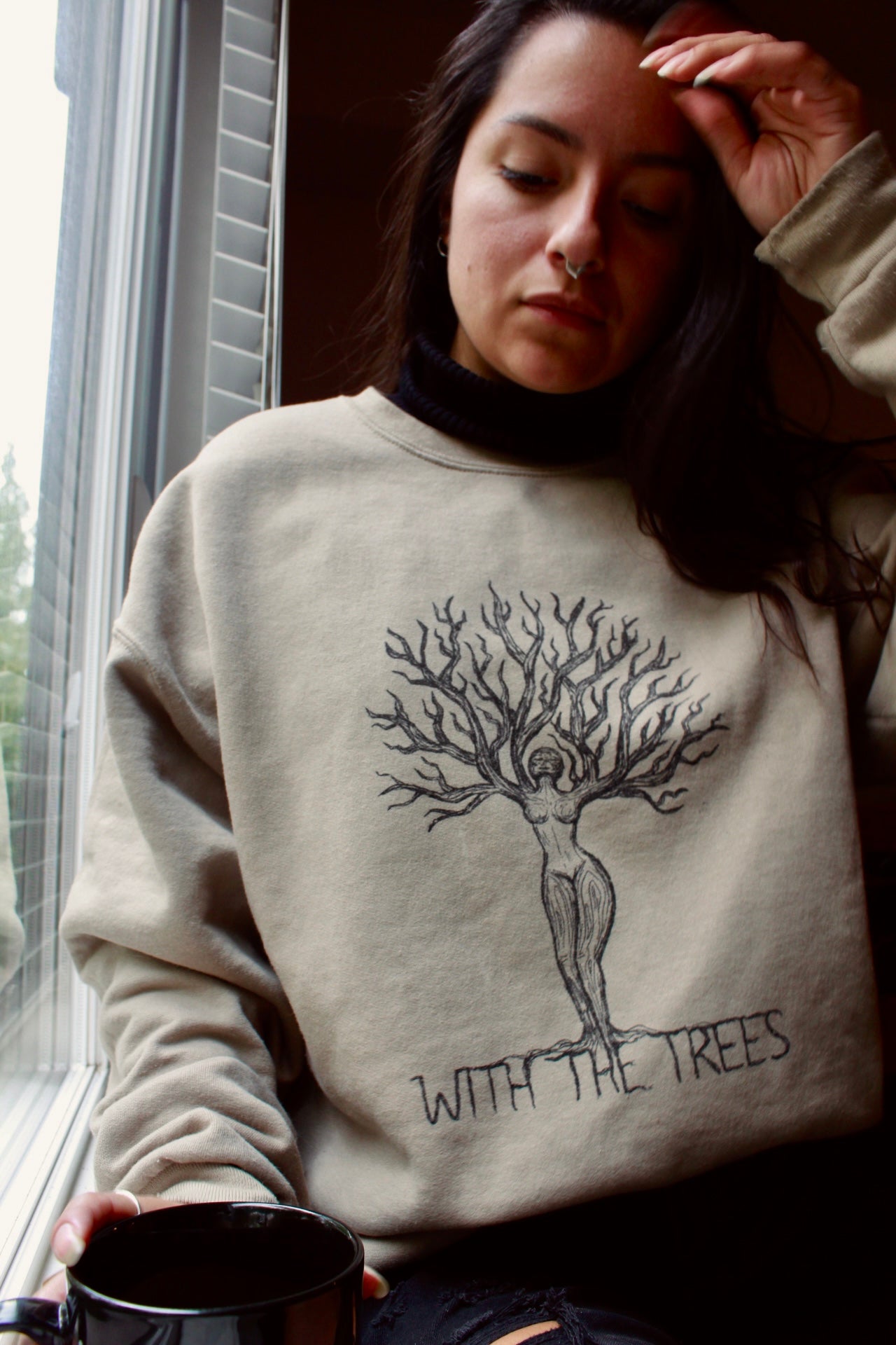 tree woman crewneck sweatshirt - with the trees