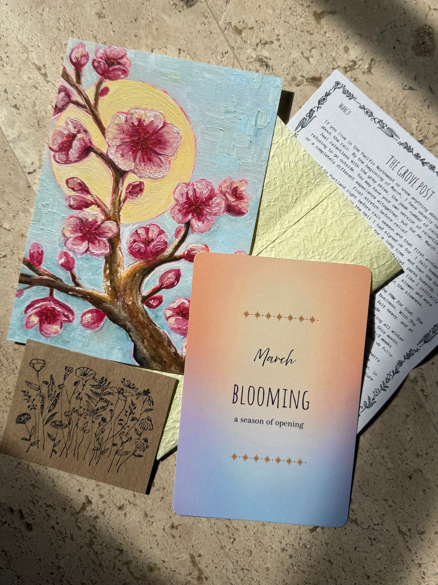 cherry blossom painting art print, blooming theme