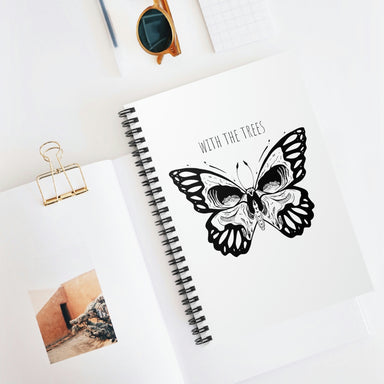minimalist butterfly skull journal with lined paper