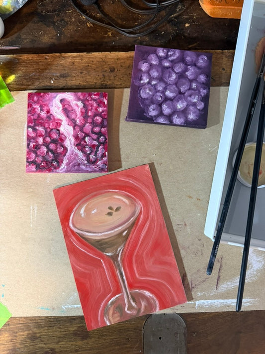 "Espresso Martini" 5x7 oil painting - with the trees