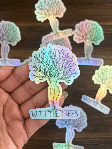 Mother Earth holographic sticker - with the trees