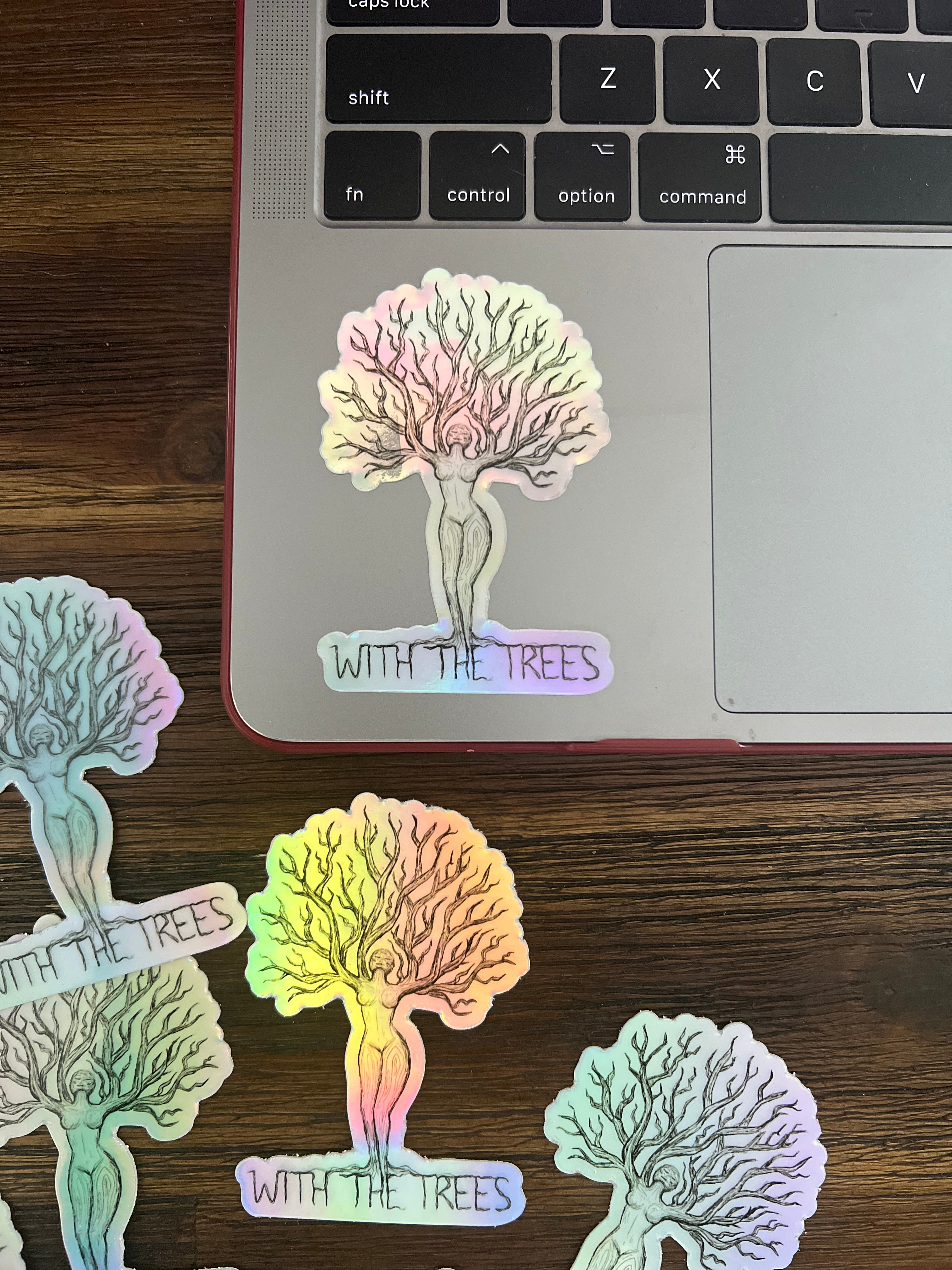 Mother Earth holographic sticker - with the trees
