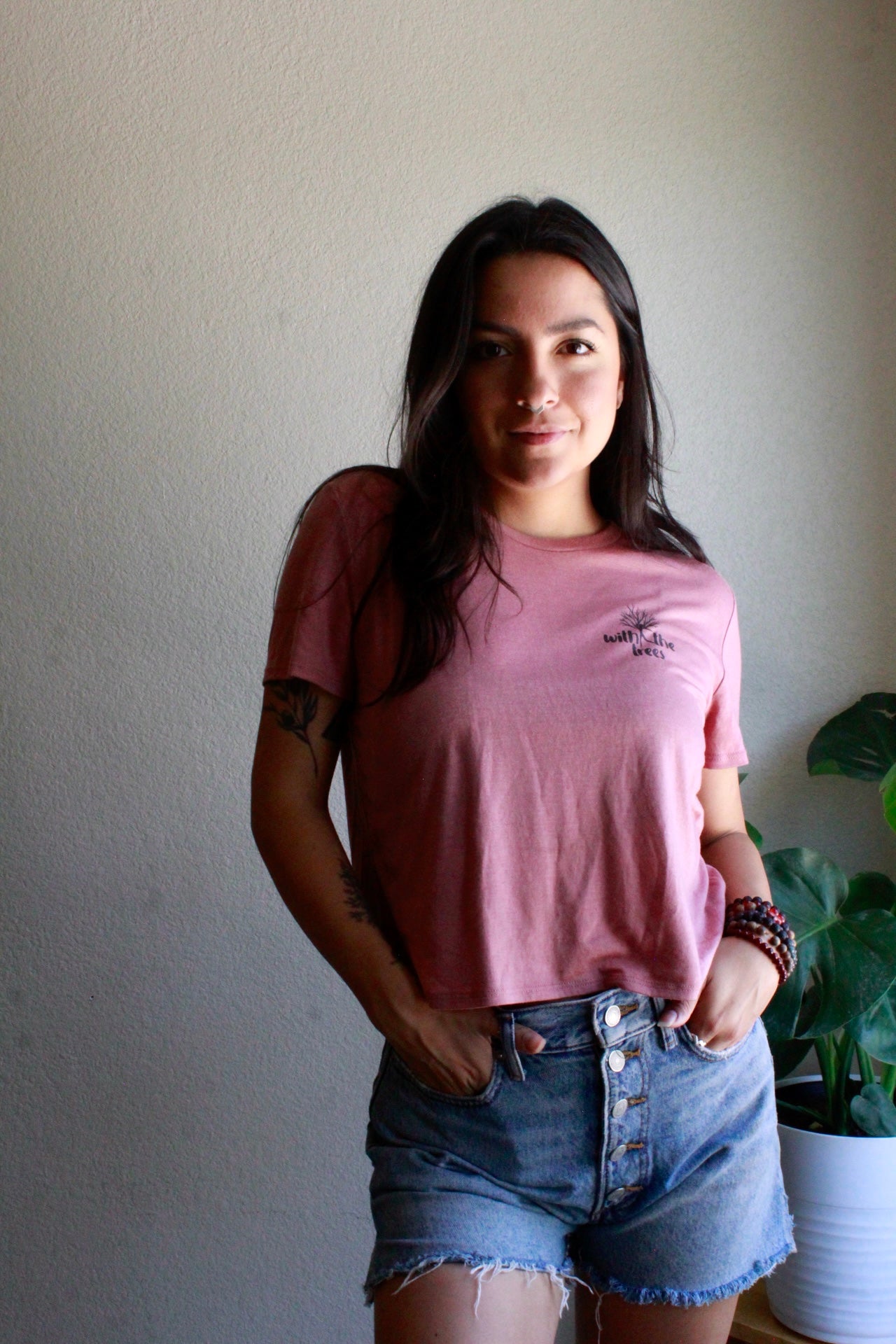 earthy pink with the trees cropped tee - with the trees