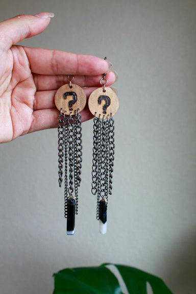 question mark earrings - with the trees