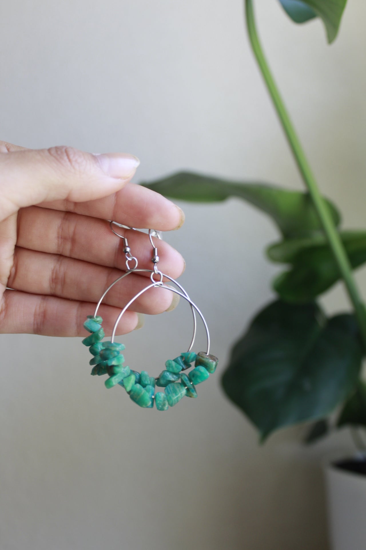 tuquoise hoop earrings - with the trees