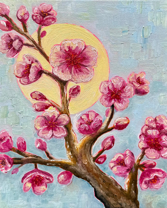 Cherry Blossoms 8x10 art print - with the trees