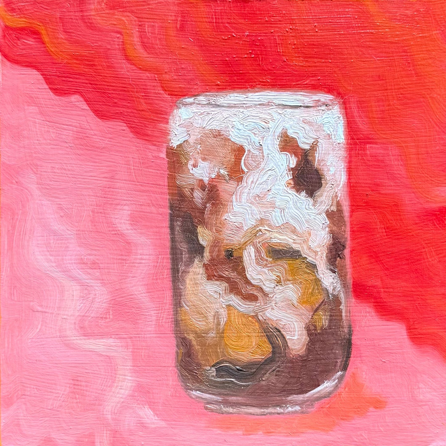 Iced Latte 6x6 Original Oil - with the trees