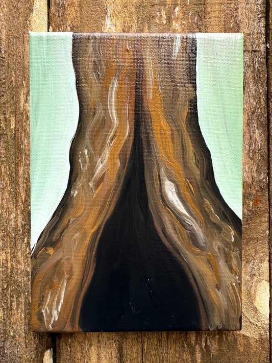 Painting of a tree trunk on a canvas