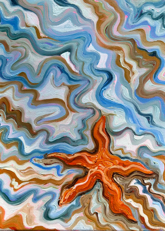 starfish wavy oil painting