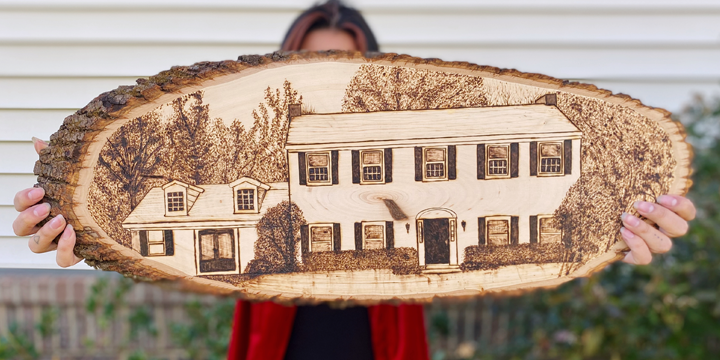 large live edge wood burning of a family home